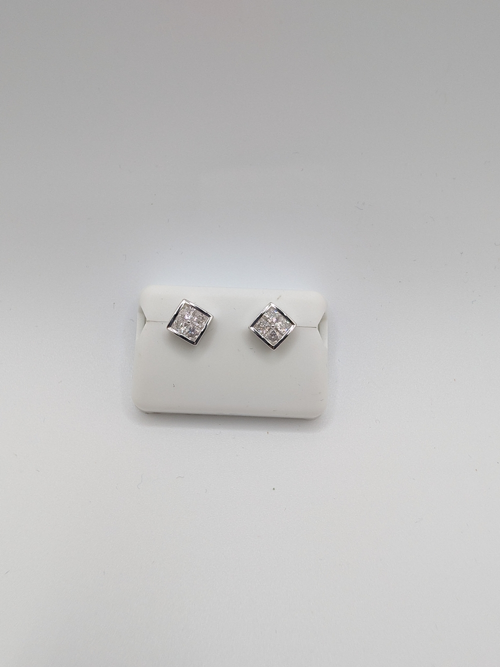 0.75 CTW Princess Cut Cluster Moissanite Stud Earrings .925 Sterling Silver